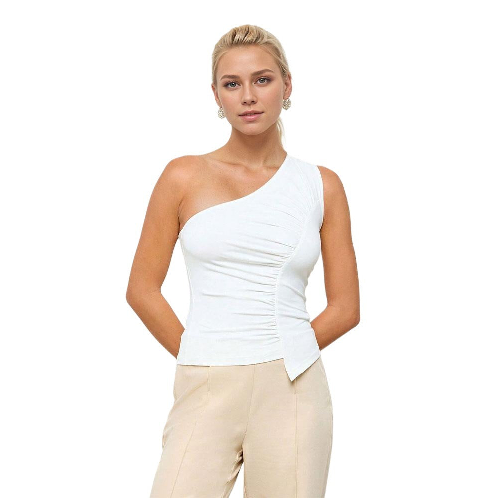 Asymmetrical top for women with a sophisticated draping design and an elegant effect Chic & Stil