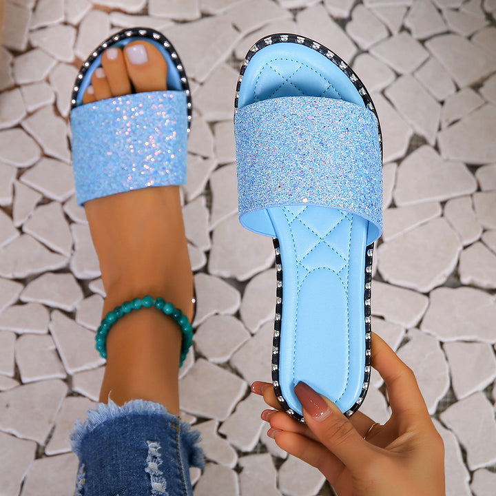 Glamorous rhinestone slide sandals for women Lune London