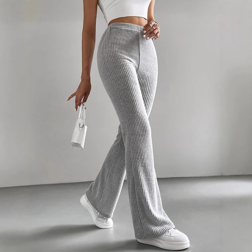 Ribbed flared knitted leggings for women in soft mesh Lune London