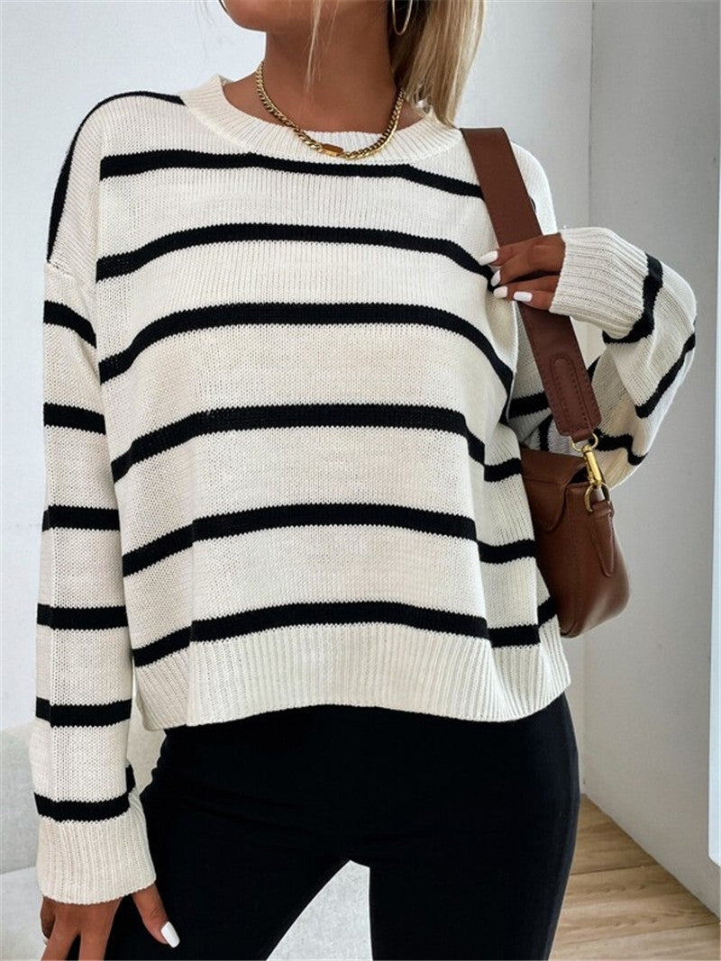 Casual knitted sweater for women with captivating striped patterns Lune London