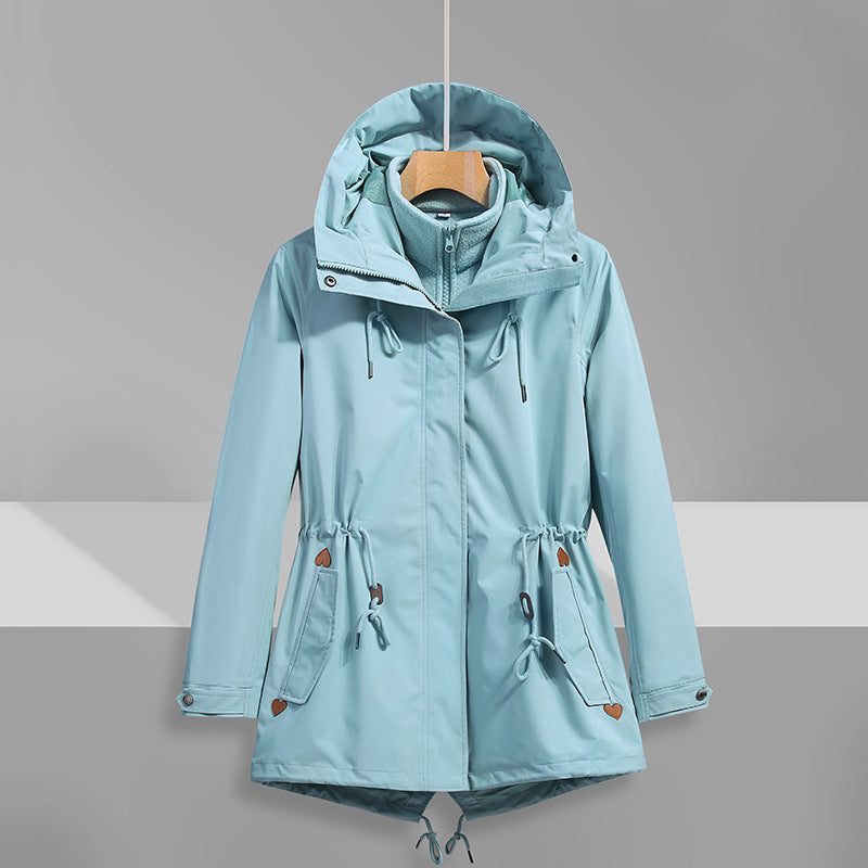 Women's waterproof transition jacket with adjustable hood system and practical pockets Lune London