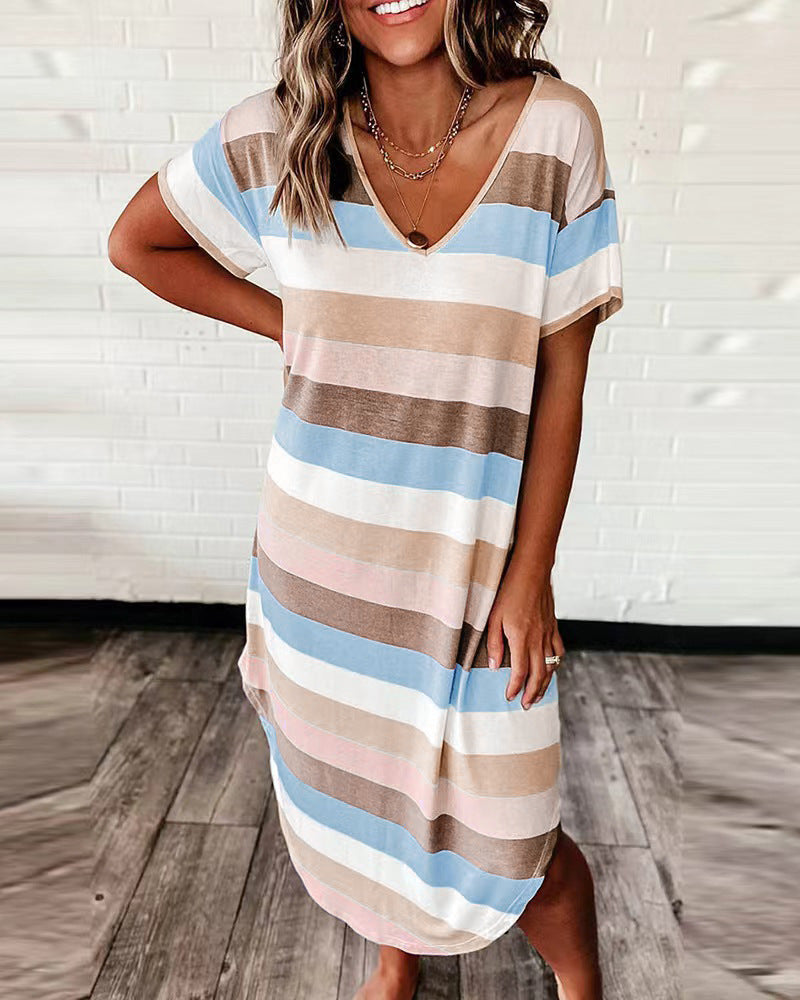 Ladies Leisure Maxi Striped Dress Lune London