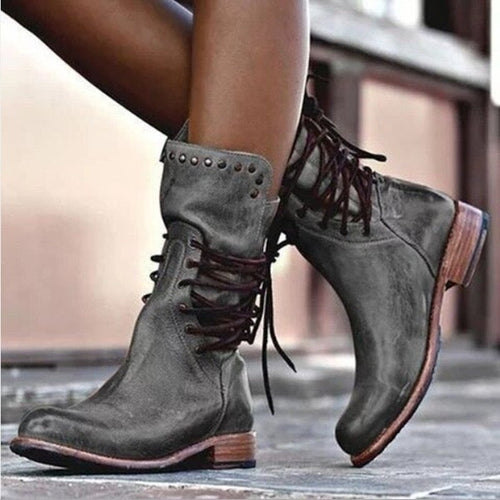 Women's Fashion Ankle Boots with Decorative Lacing and Stud Details Lune London