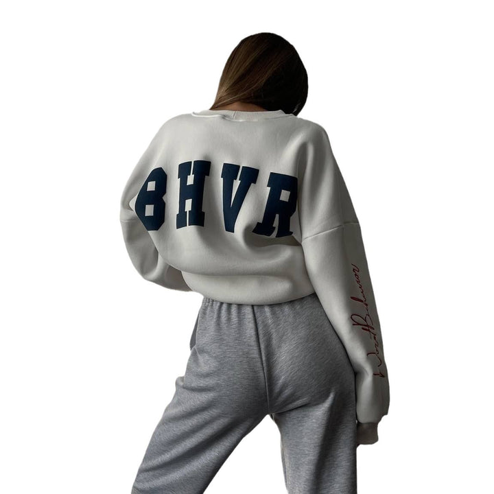 Women's Oversized Sweatshirt with Creative Retro Print Lune London