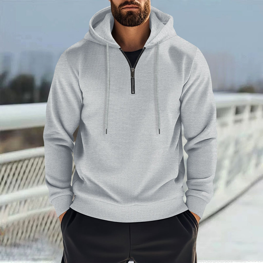 Men's sporty hoodie with half-zip and practical pockets Lune London
