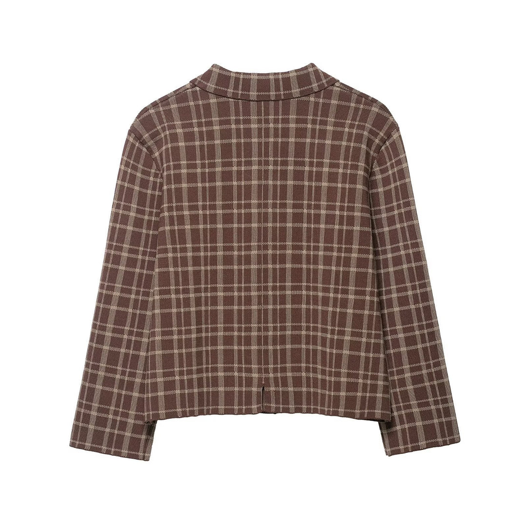 Plaid jacket for women with practical pockets and trendy collar Lune London