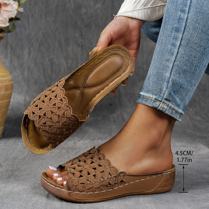 women's comfortable bath shoes with lace floral design Lune London