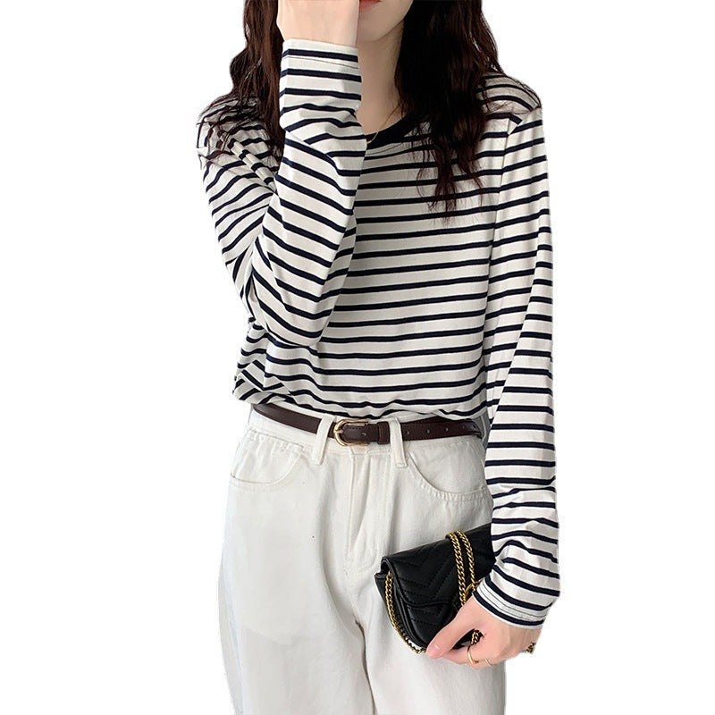Women's long sleeve shirt with a nautical striped pattern and casual fit Chic & Stil