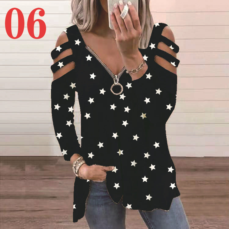 Women's blouse with a floral cutout design and a casual V neck Lune London