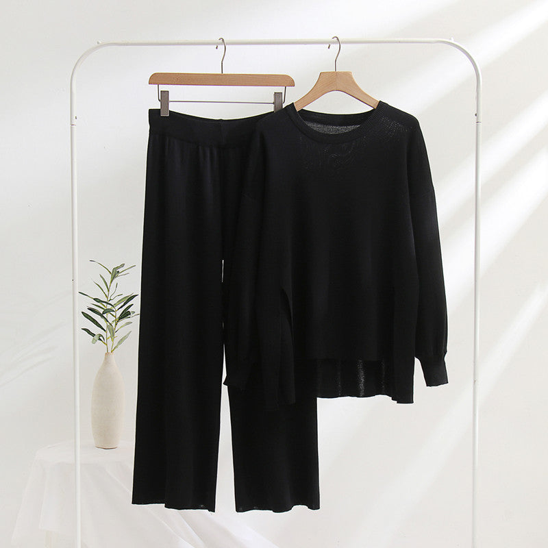 Lune London casual knit top and pants set for women