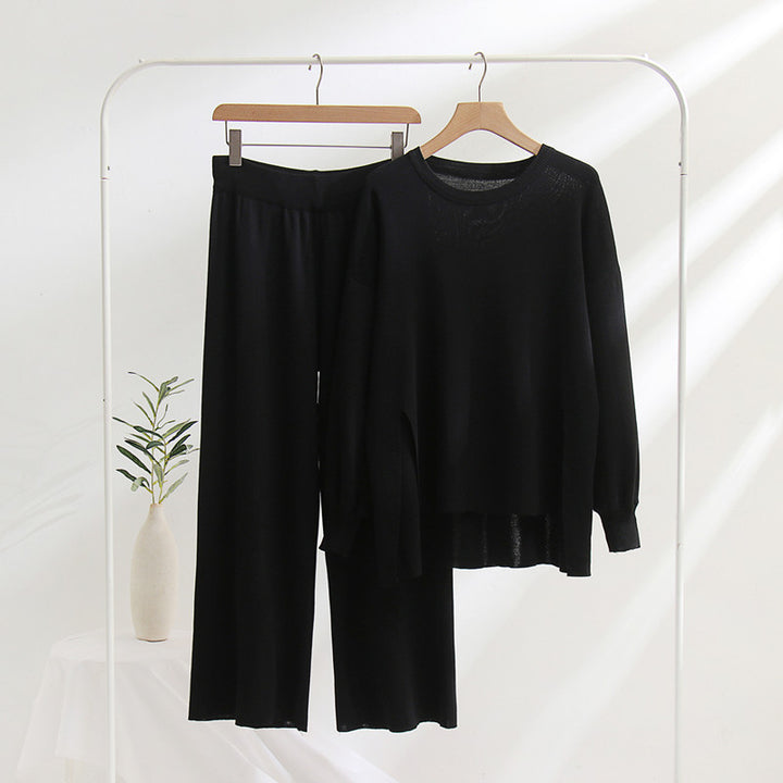 Lune London casual knit top and pants set for women
