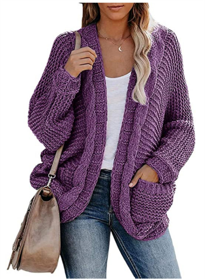 Ladies Chunky Knit Cardigan with practical pockets and relaxed fit Lune London