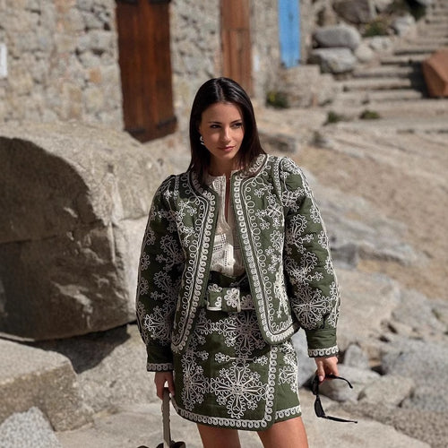 Wrap skirt for women with floral print and adjustable belt Lune London