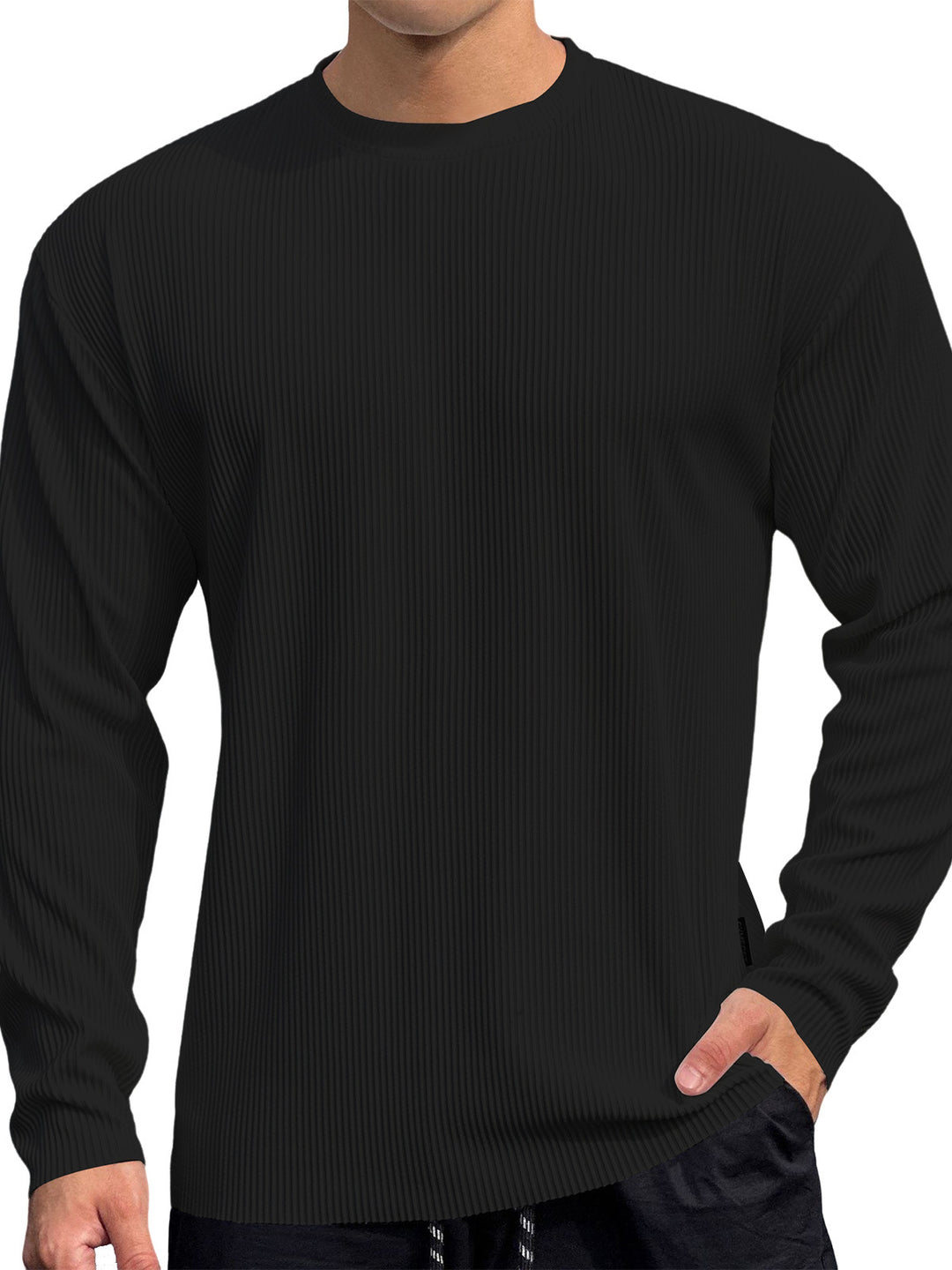 Fine knit pullover for men with textured rib pattern Lune London