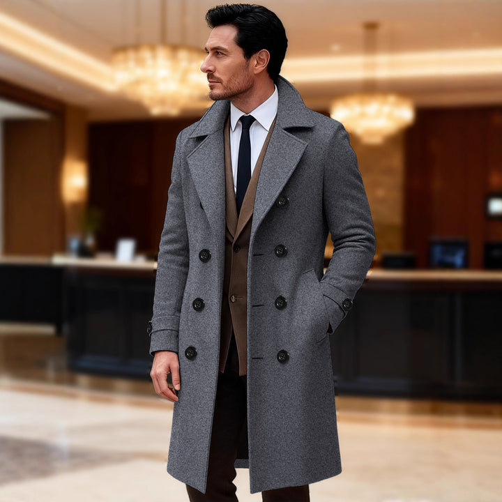 Elegant wool coat for men double-breasted Lune London