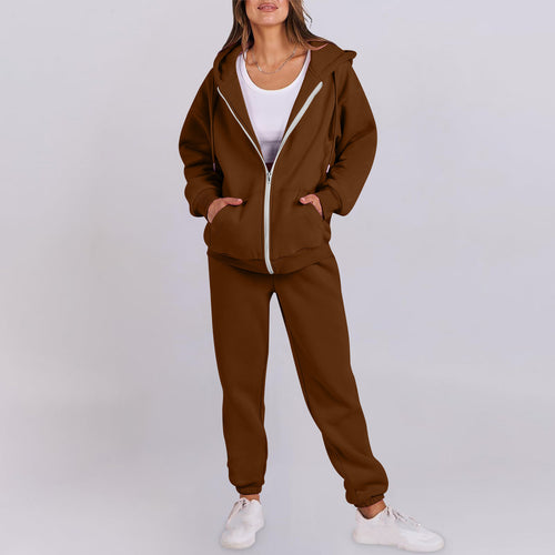 Casual women's sports set with hood and zipper Lune London