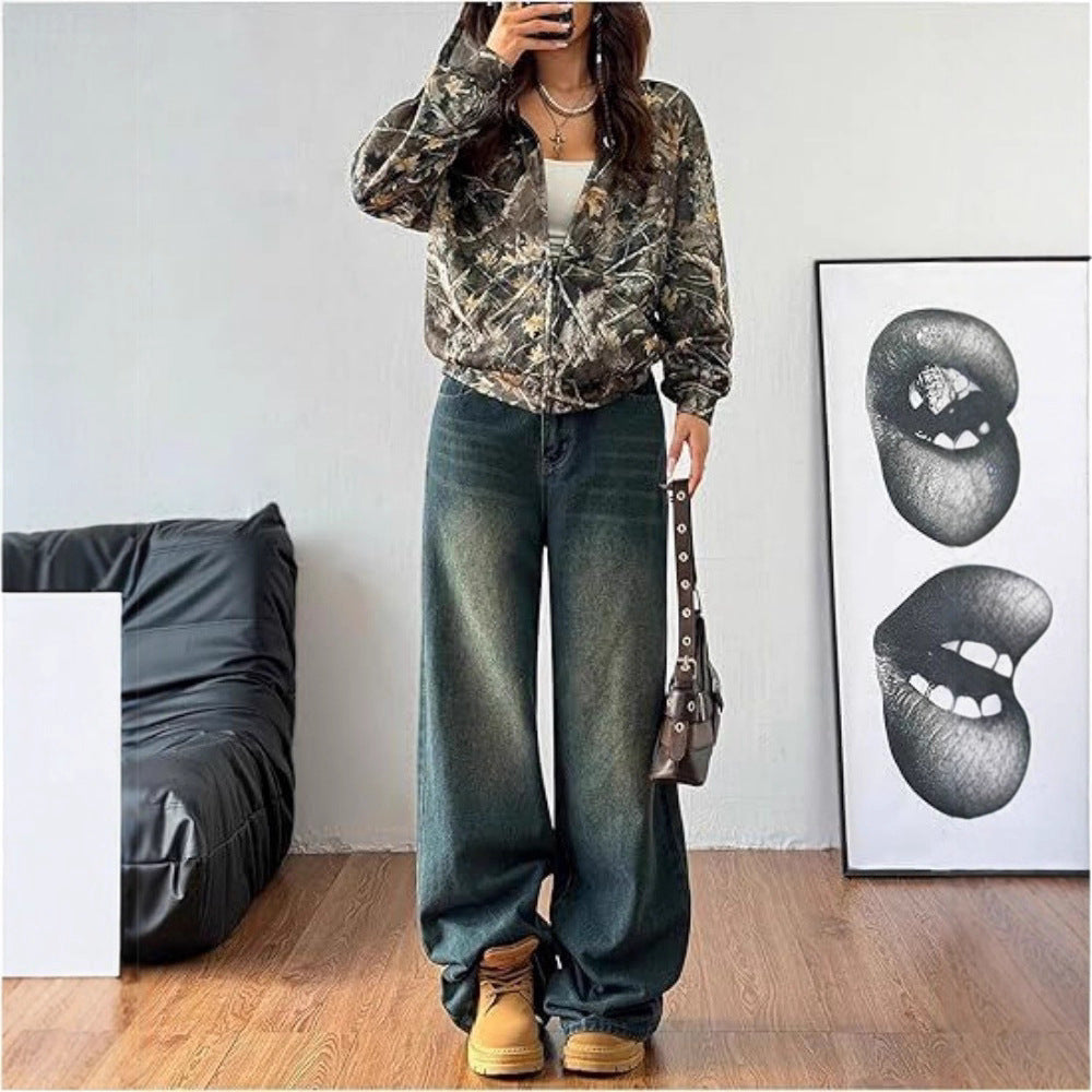Veste à capuche pour femme avec motif camouflage et coupe ample Chic & Stil