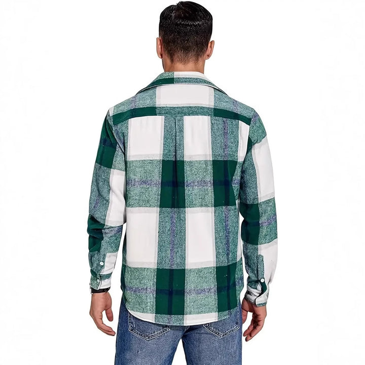 Men's flannel checkered shirt with double chest pockets Lune London