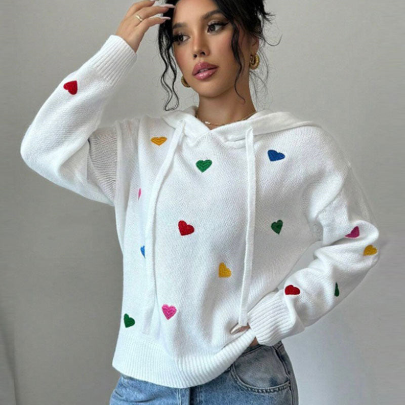 Sweat à capuche pour femmes avec design de cœur coloré et capuche Chic & Stil
