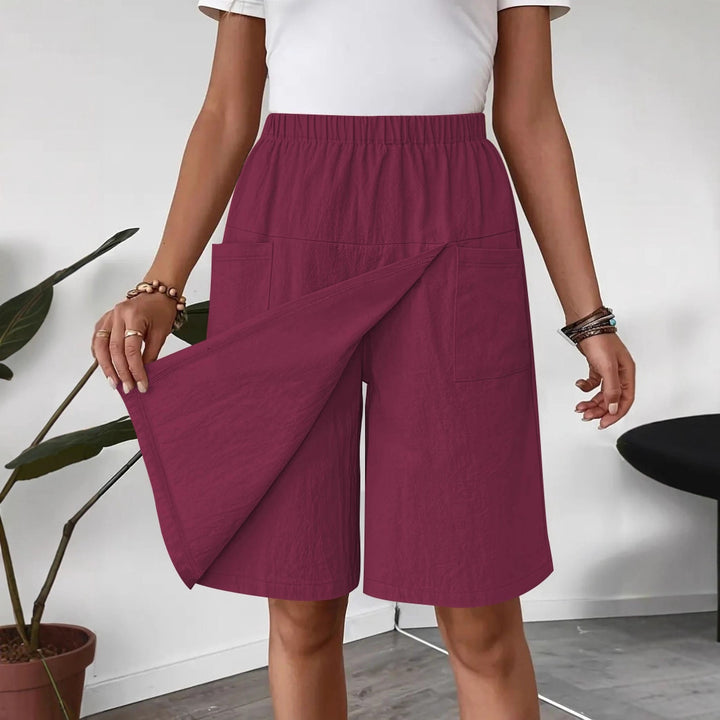 Mid-length wrap skirt for women with elastic waist and practical pockets Chic und Stil