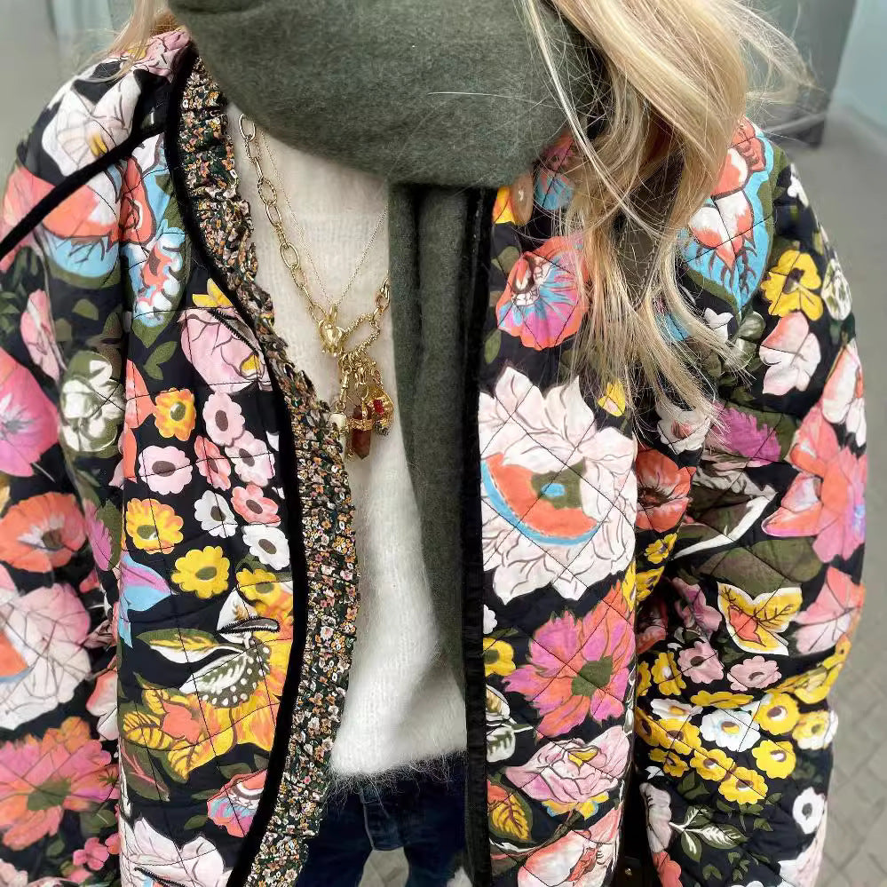 Quilted floral jacket for ladies with luxurious lining Lune London