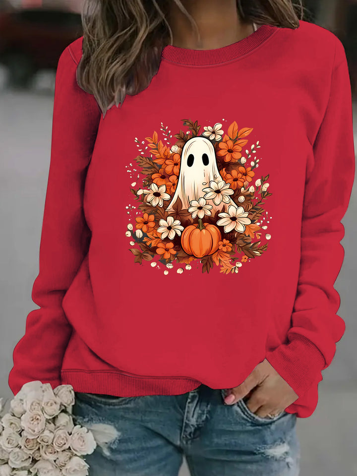 Sweatshirt femme avec motif automnal ludique et effrayant Chic & Stil