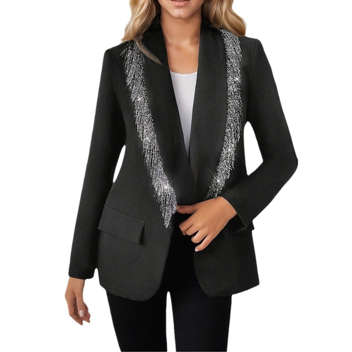 Ladies elegant blazer with shimmering fringe trim Lune London
