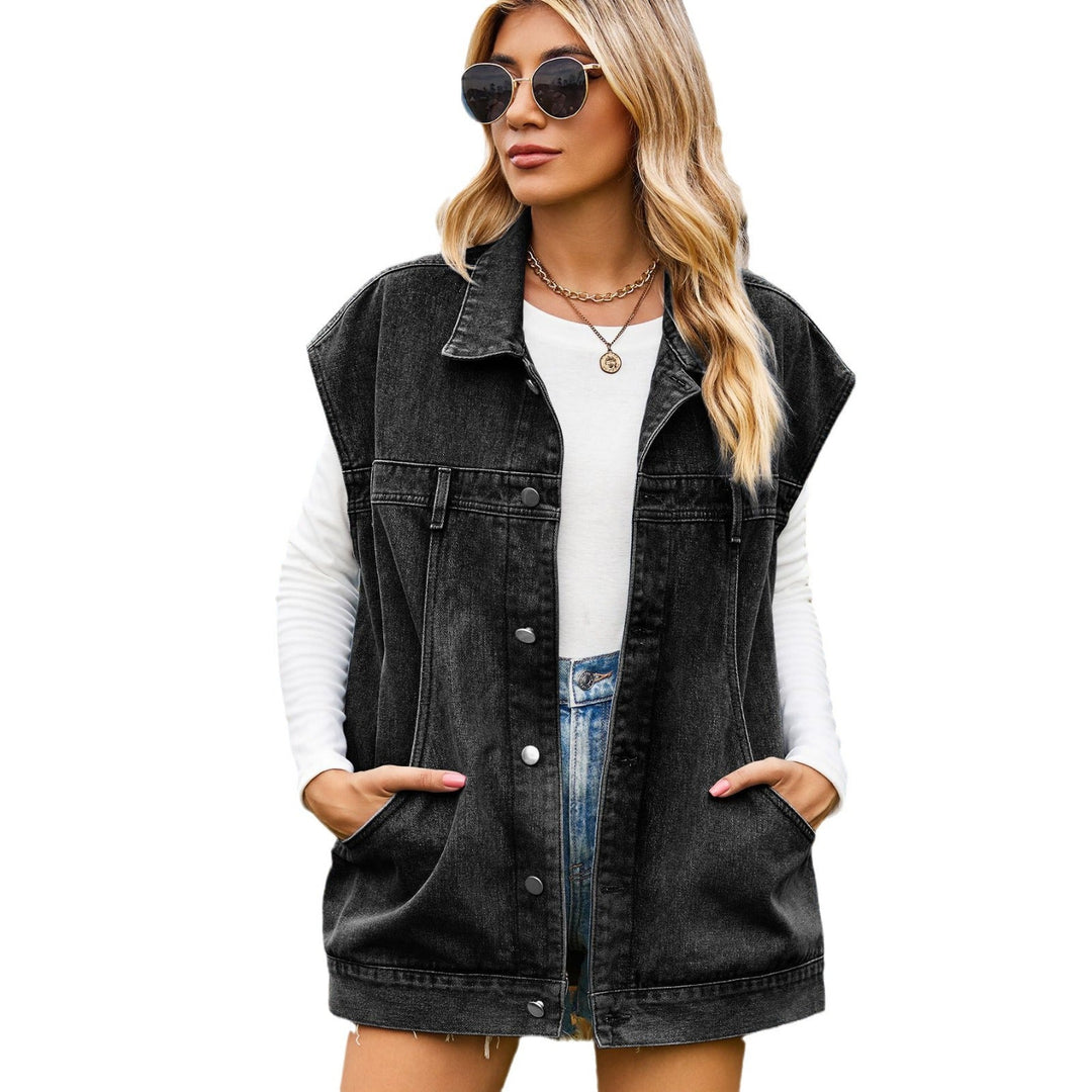 Women's Denim Vest in Modern Oversized Style with Practical Pockets Lune London