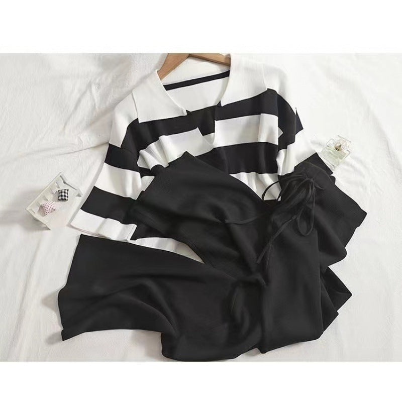 Casual and trendy 2-piece set for women with stripes and wide legs Lune London