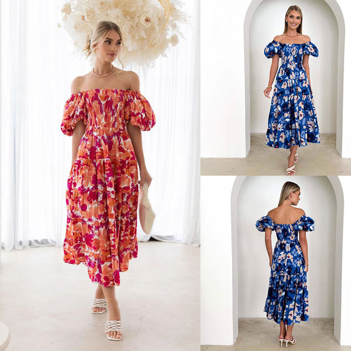 Lune London Off-Shoulder Floral Midi Dress for Women