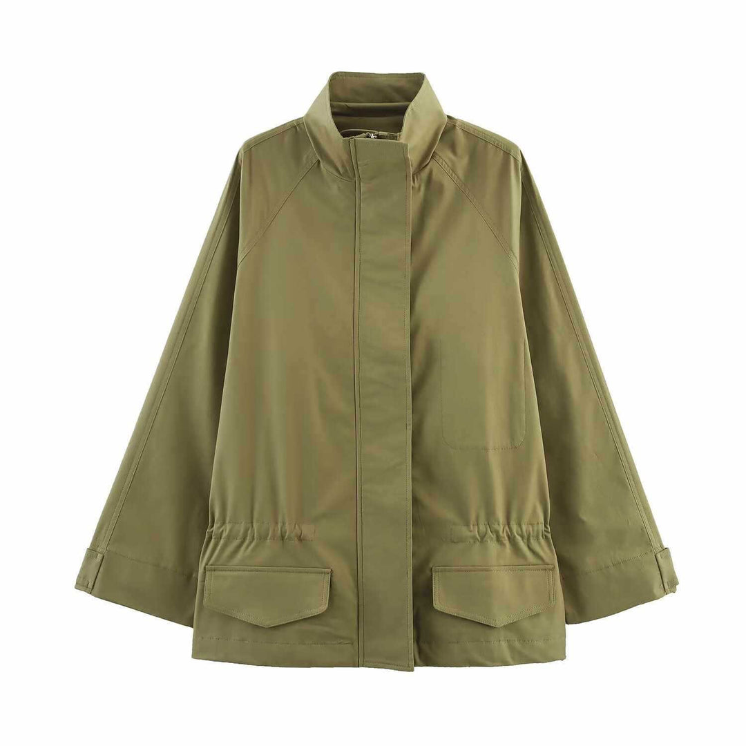 Women's transition jacket with high collar and practical pockets Lune London
