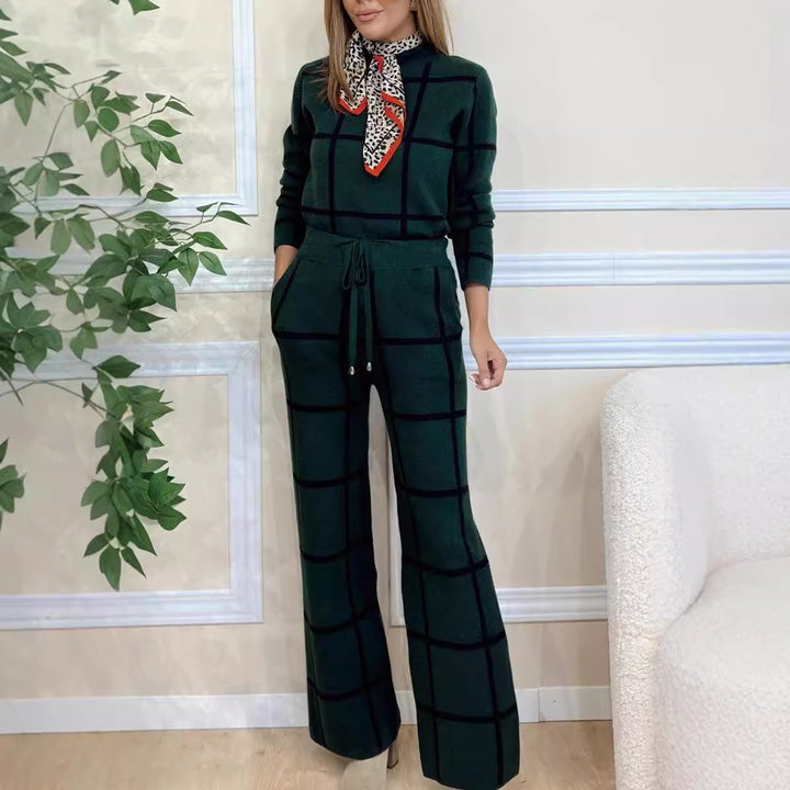 Women Long Sleeve Tartan Pattern Set Lune London
