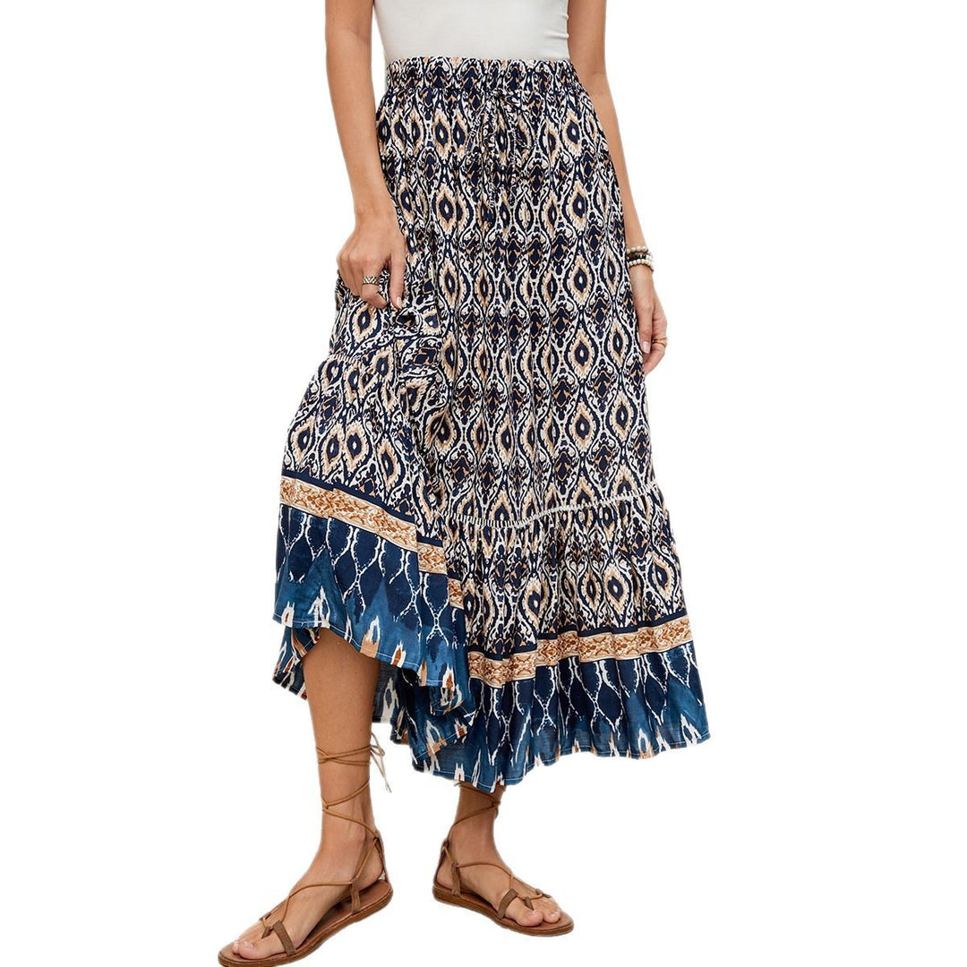 Boho maxi skirt for women with voluminous hem and elastic waist Lune London