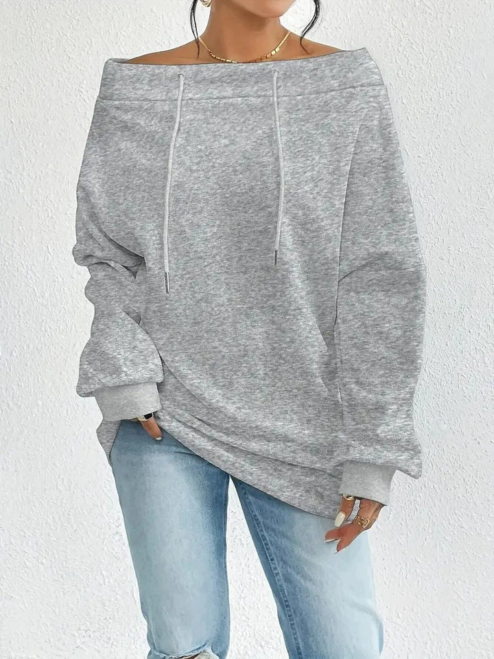 Oversized sweater for women with open shoulder seams and drawstrings Lune London