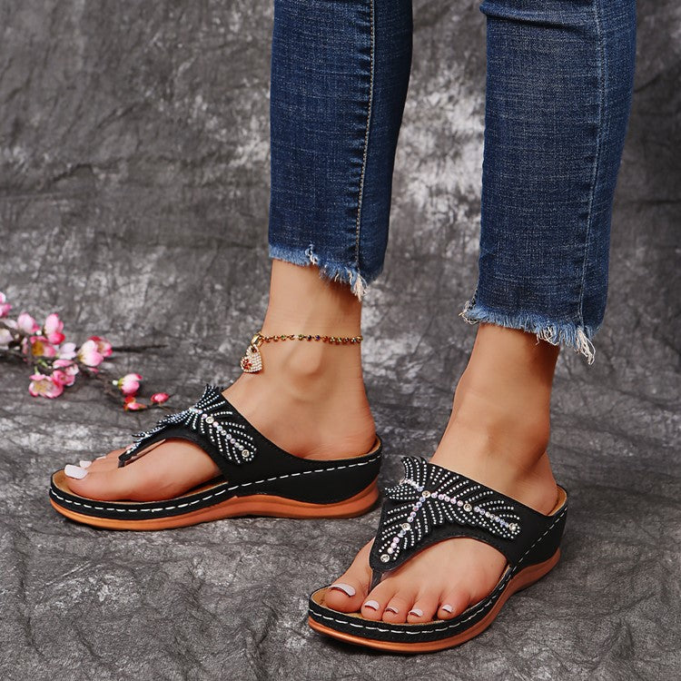 Ladies Elegant Chic Decorated Flip-Flop Sandals