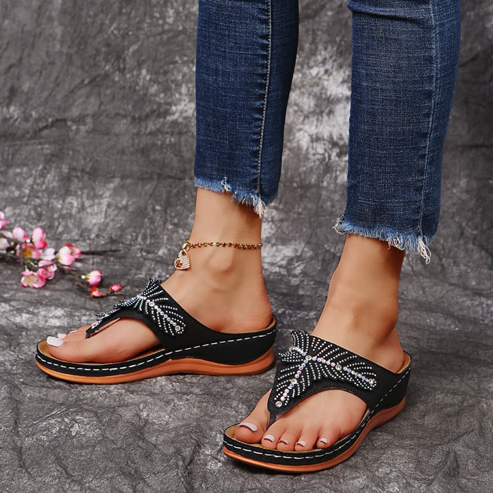 Ladies Elegant Chic Decorated Flip-Flop Sandals