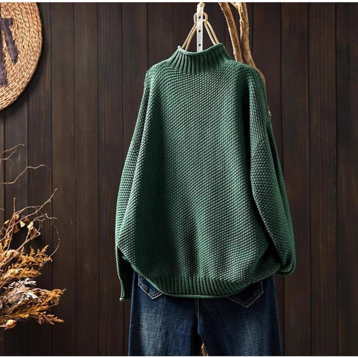 Oversized knitted sweater for women with high neck Lune London