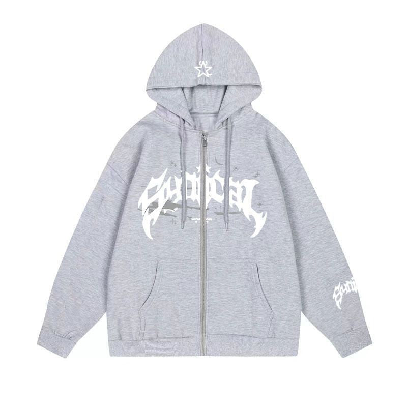 Ladies zip-up hoodie casual with graphic print Lune London