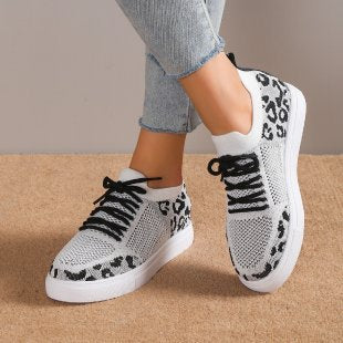 Women’s sneakers with a breathable mesh upper and trendy animal print Lune London