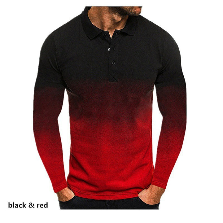 Men's long sleeve polo with a modern gradient of colors and performance material Lune London