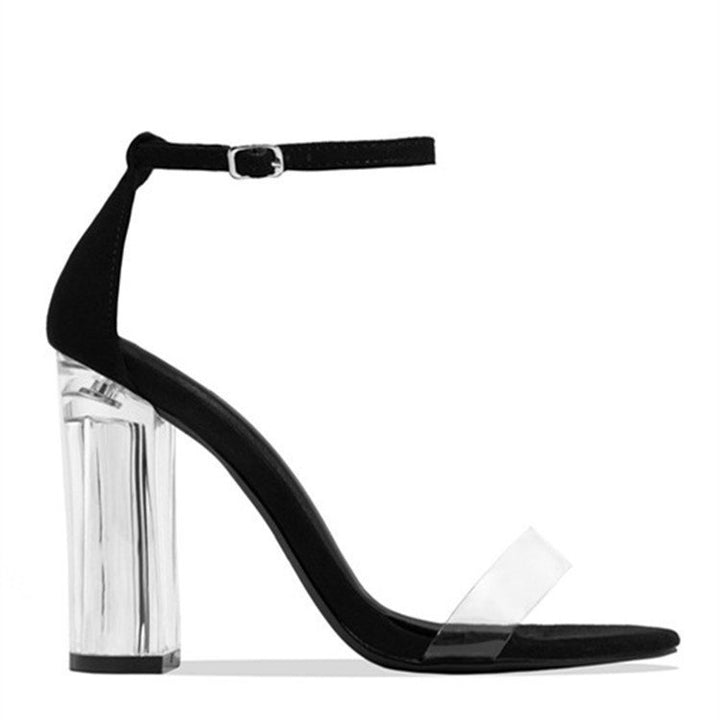 Elegant high-heeled sandals for women with transparent block heel Lune London