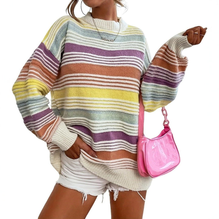 Oversized striped pullover for women with round neckline and relaxed fit Lune London