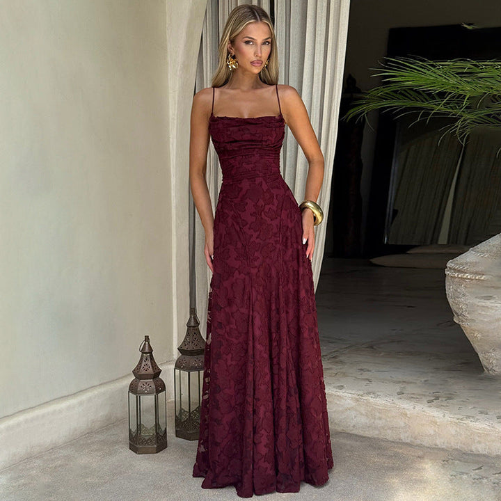 Women Elegant Evening Dress with Fine Floral Patterns and Sophisticated Details Chic Und Stil