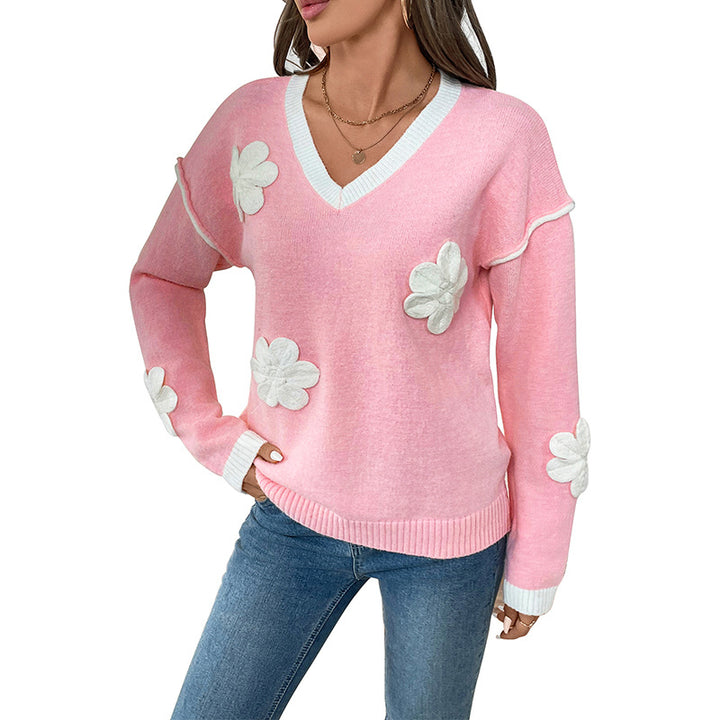 Pull femme décontracté avec des applications florales Lune London