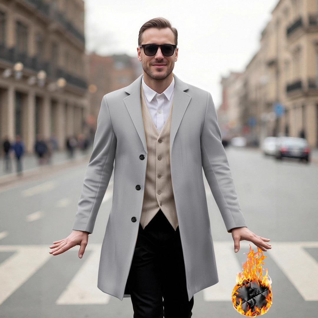 Elegant long coat for men with a modern cut and optimal wearing comfort Lune London