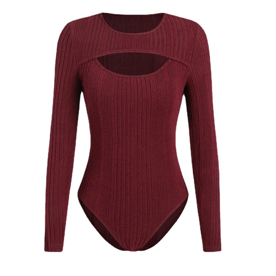 Ladies Rib-Cut-Out Long Sleeves Body Lune London