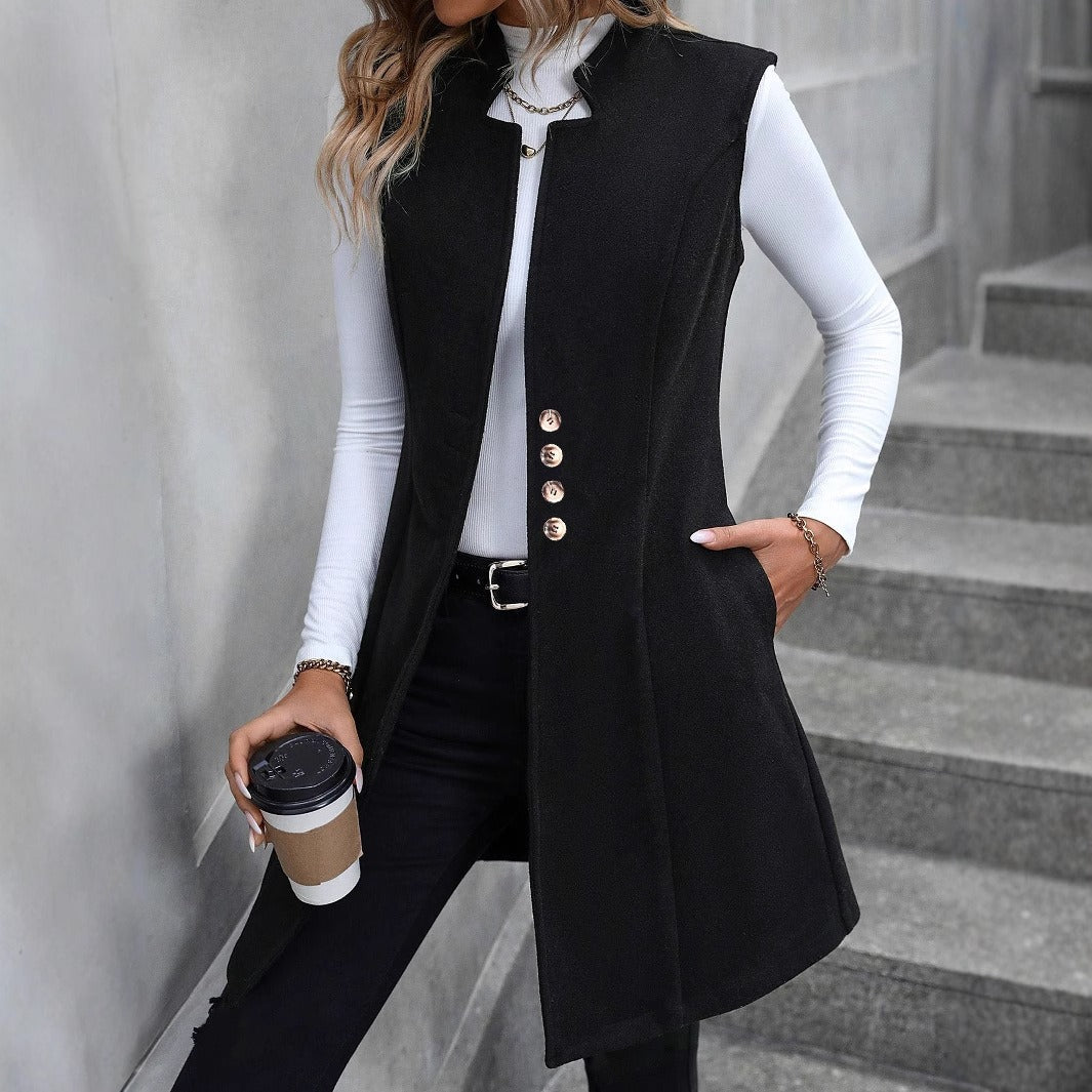 Dames élégant gilet avec des détails de bouton Chic & Stil
