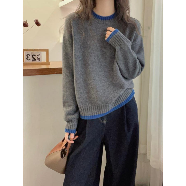 Women's Soft Knit Sweater with Contrasting Cuffs Chic & Stil