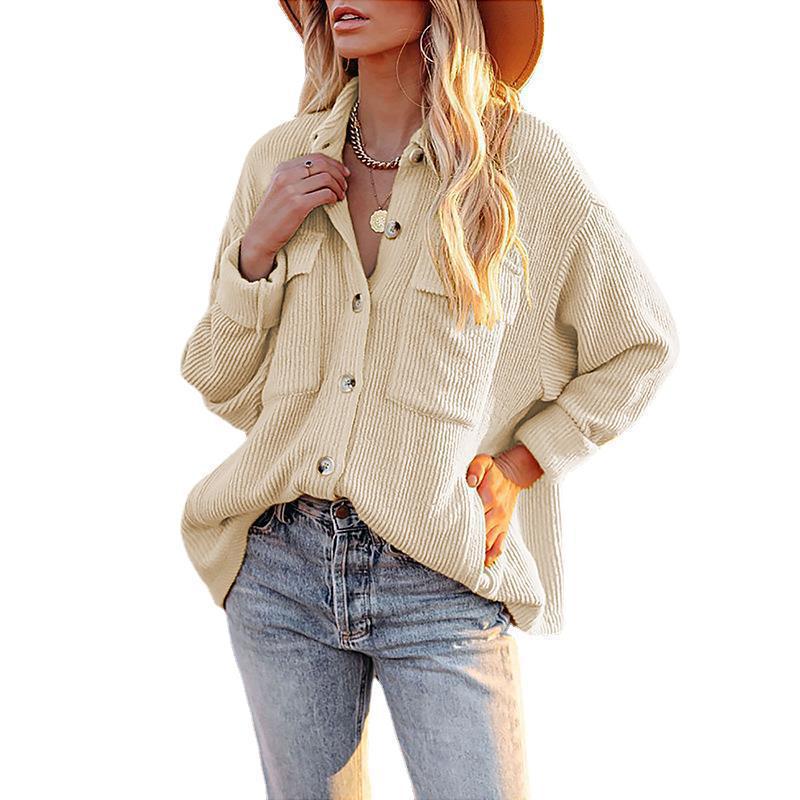 Women's Casual Knit Cardigan with Button Placket and Chest Pocket Lune London