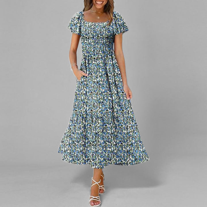 Robe maxi pour femmes avec un décolleté carré élégant et des manches volumineuses Chic & Stil
